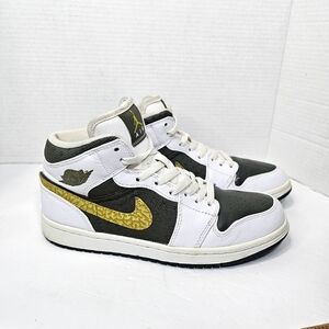 Jordan White and Black Sneakers with Gold Accents